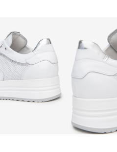 Nero Giardini Sneakers Doppio Volume Pelle Traforata Bianco