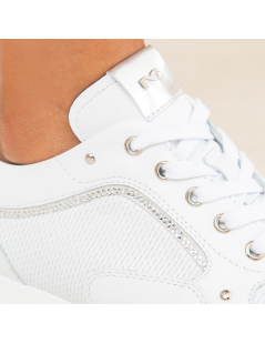Nero Giardini Sneakers Doppio Volume Pelle Traforata Bianco