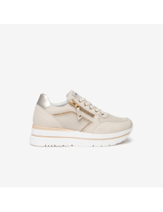 Nero Giardini Sneakers Doppio Volume Zip Strass Latte