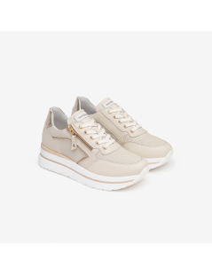 Nero Giardini Sneakers Doppio Volume Zip Strass Latte