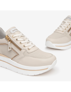 Nero Giardini Sneakers Doppio Volume Zip Strass Latte