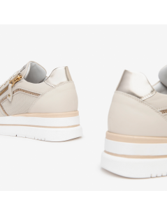 Nero Giardini Sneakers Doppio Volume Zip Strass Latte