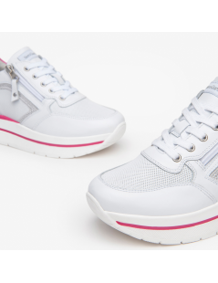 Nero Giardini Sneakers Doppio Volume Zip Strass Bianco Fuxia