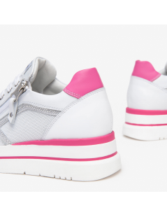 Nero Giardini Sneakers Doppio Volume Zip Strass Bianco Fuxia