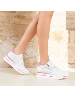 Nero Giardini Sneakers Doppio Volume Zip Strass Bianco Fuxia