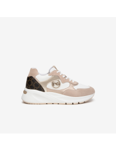 Nero Giardini Sneakers Balance Tessuto Logato Bianco Cipria