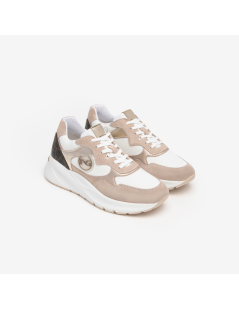 Nero Giardini Sneakers Balance Tessuto Logato Bianco Cipria