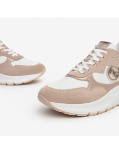 Nero Giardini Sneakers Balance Tessuto Logato Bianco Cipria