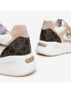 Nero Giardini Sneakers Balance Tessuto Logato Bianco Cipria
