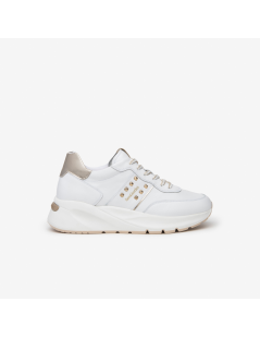 Nero Giardini Sneakers Balance Logo Borchie Bianco Platino