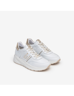 Nero Giardini Sneakers Balance Logo Borchie Bianco Platino