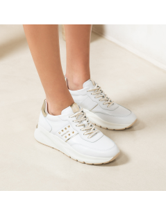 Nero Giardini Sneakers Balance Logo Borchie Bianco Platino