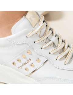Nero Giardini Sneakers Balance Logo Borchie Bianco Platino