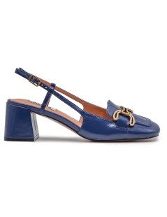 Bibi Lou Renée Slingback Tacco Largo Morsetto Laminato Blu