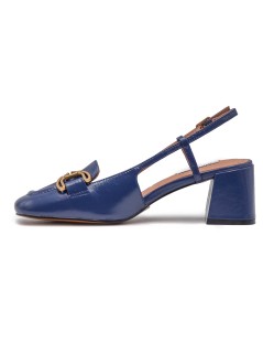 Bibi Lou Renée Slingback Tacco Largo Morsetto Laminato Blu