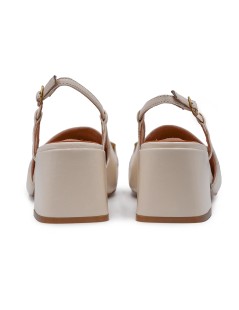 Bibi Lou Renée Slingback Tacco Largo Morsetto Laminato Bianco