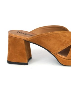 Le Gazzelle Sabot Plateau Fascia Incrocio Camoscio Nocciola