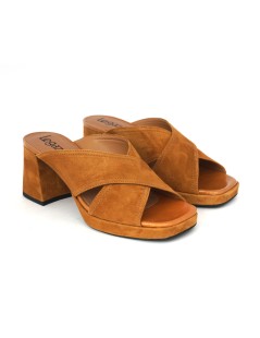 Le Gazzelle Sabot Plateau Fascia Incrocio Camoscio Nocciola