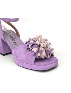 Le Gazzelle Sandalo Plateau Braccialetto Fiore Camoscio Lilla