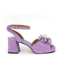 Le Gazzelle Sandalo Plateau Braccialetto Fiore Camoscio Lilla