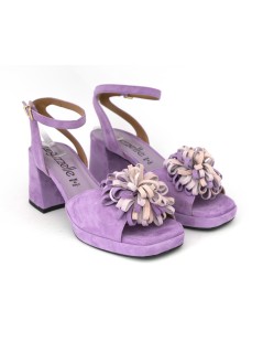 Le Gazzelle Sandalo Plateau Braccialetto Fiore Camoscio Lilla