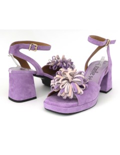 Le Gazzelle Sandalo Plateau Braccialetto Fiore Camoscio Lilla