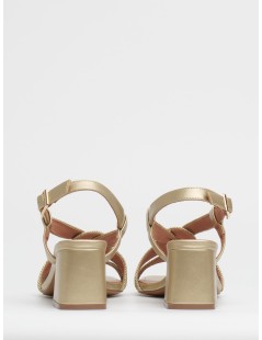 Bibi Lou Sandalo Tacco Medio Corda Intrecciata Fibbietta Oro