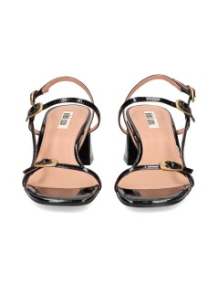 Bibi Lou Sandalo Tacco Medio Fascette Multi Fibbie Nero