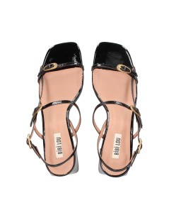 Bibi Lou Sandalo Tacco Medio Fascette Multi Fibbie Nero