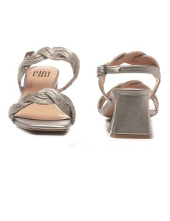 Bibi Lou Sandalo Corda Intrecciata Strass Doppia Fascia Piombo