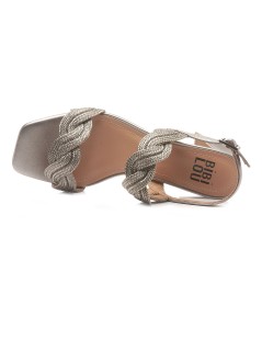 Bibi Lou Sandalo Corda Intrecciata Strass Doppia Fascia Piombo