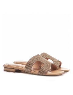 Bibi Lou Ciabatta Tacco Basso Fascia Strass Aperta Scollo Nudo