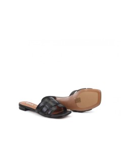 Bibi Lou Ciabatta Tacco Basso Fascia Intreccio Nero