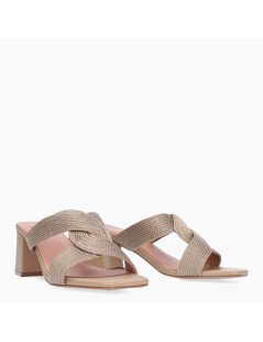 Bibi Lou Ciabatta Tacco Medio Fascia Aperta Intrecciata Nodo Cammello