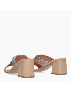 Bibi Lou Ciabatta Tacco Medio Fascia Aperta Intrecciata Nodo Cammello