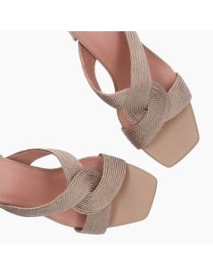 Bibi Lou Ciabatta Tacco Medio Fascia Aperta Intrecciata Nodo Cammello