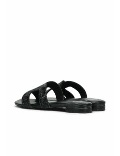 Bibi Lou Ciabatta Tacco Basso Fascia Strass Aperta Scollo Nero