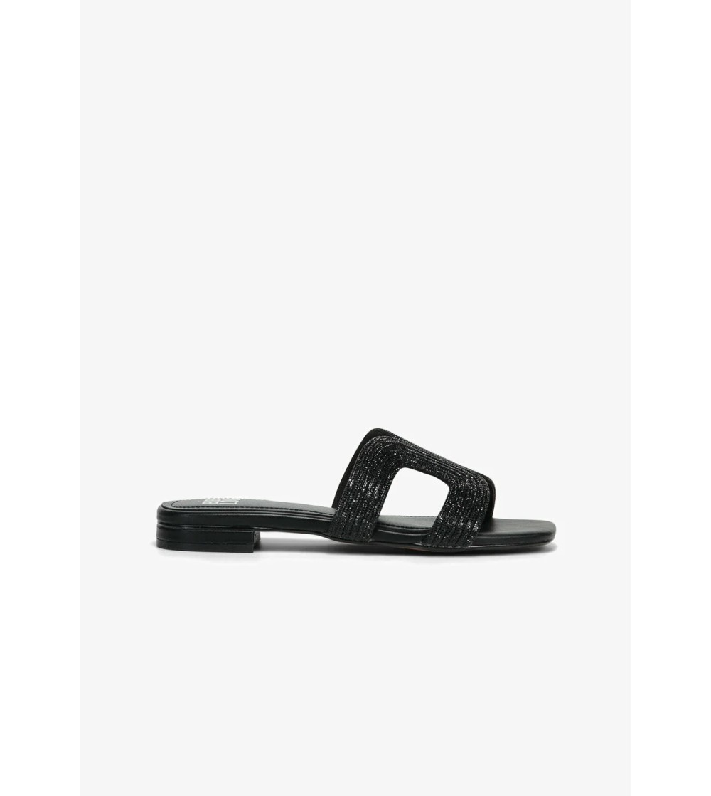 Bibi Lou Ciabatta Tacco Basso Fascia Strass Aperta Scollo Nero