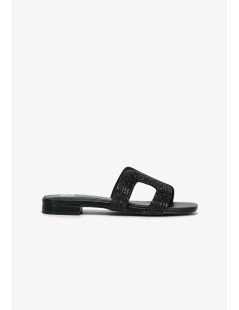 Bibi Lou Ciabatta Tacco Basso Fascia Strass Aperta Scollo Nero