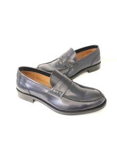 Franco Fedele Mocassino Spazzolato College Fondo Cuoio Blu