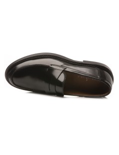 Franco Fedele Mocassino College Spazzolato Morsetto Fondo Gomma Nero