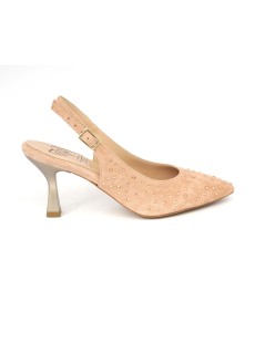 Confort Slingback Cerimonia Forma Punta Camoscio Glitter Nude