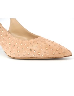 Confort Slingback Cerimonia Forma Punta Camoscio Glitter Nude