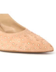 Confort Slingback Cerimonia Forma Punta Camoscio Glitter Nude