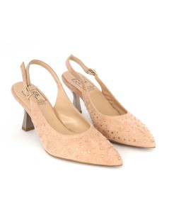 Confort Slingback Cerimonia Forma Punta Camoscio Glitter Nude