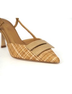 Chantal  Slingback a Punta con Spilla Fasce Trasversali Castoro