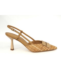 Chantal  Slingback a Punta con Spilla Fasce Trasversali Castoro