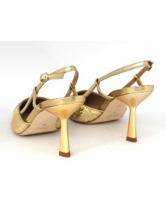 Chantal Slingback Tacco Punta Specchio Paillettes Platino