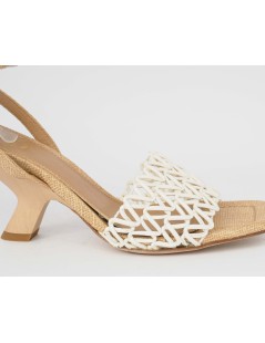 Chantal Sandalo Fascia Intrecciata Braccialetto Pelle Latte