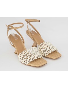 Chantal Sandalo Fascia Intrecciata Braccialetto Pelle Latte